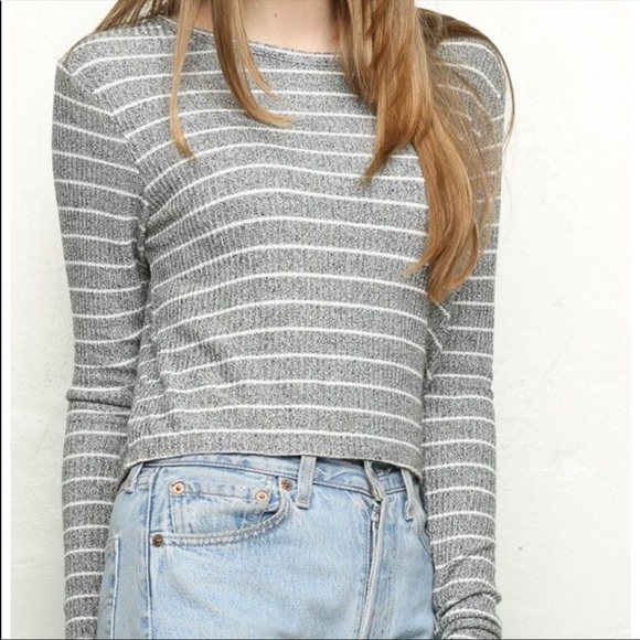 Brandy Melville Tops - Brandy Melville Soft Striped Cropped Long Sleeve